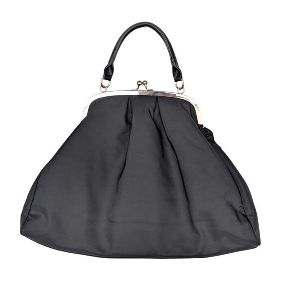Doppelganger Italy Oversized Black Kiss Lock Top Handle Bag - Picture 3 of 9